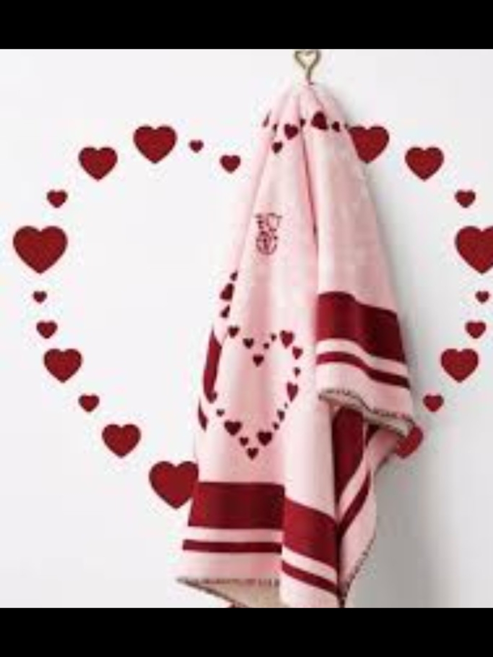 PINK Victoria's Secret Pink and Red Heart Throw Blanket